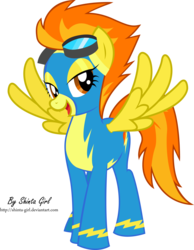 Size: 2221x2859 | Tagged: safe, artist:shinta-girl, spitfire, pegasus, pony, g4, clothes, female, goggles, show accurate, simple background, solo, transparent background, uniform, vector, wonderbolts uniform