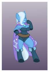Size: 1359x1999 | Tagged: safe, artist:rubbermage, trixie, anthro, unguligrade anthro, g4, armpits, female, hips, solo, thighs