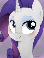 Size: 480x640 | Tagged: safe, artist:okaces, rarity, pony, unicorn, g4, bust, female, mare, portrait, smiling, solo