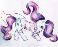 Size: 2200x1785 | Tagged: safe, artist:3mo-art, rarity, g4, female, mouth hold, pencil, solo, traditional art