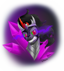 Size: 851x938 | Tagged: safe, king sombra, g4, angry, bust, crystal, dark magic, magic, male, solo, sombra eyes