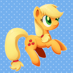 Size: 2000x2000 | Tagged: safe, artist:talimingi, applejack, earth pony, pony, g4, female, hatless, high res, mare, missing accessory, polka dot background, solo