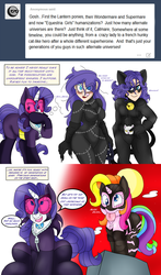 Size: 2475x4214 | Tagged: safe, artist:blackbewhite2k7, rarity, rarity (g3), human, g3, g4, alternate universe, ask, batman returns, catwoman, catwoman (2004), chat noir, comic, crazy cat lady, crossover, derp, elusive, g3 hate, g4 purist, humanized, miraculous ladybug, op is a duck, op is trying to start shit, reference, rule 63, take that, thought bubble, tumblr, tumblr comic, unhinged