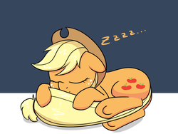 Size: 1280x960 | Tagged: safe, artist:notenoughapples, applejack, g4, cute, female, jackabetes, sleeping, solo, tail hug, underhoof