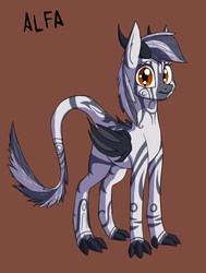 Size: 1170x1549 | Tagged: safe, artist:gradoge, oc, oc only, dracony, hybrid, zebra, solo, zebra hybrid, zebra oc