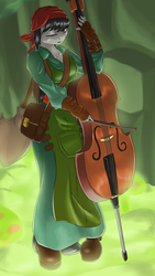 Size: 750x1333 | Tagged: safe, artist:wookylee, octavia melody, earth pony, anthro, g4, cello, crypt of the necrodancer, female, musical instrument, solo