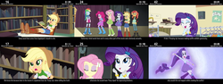 Size: 1920x720 | Tagged: safe, edit, edited screencap, screencap, applejack, fluttershy, pinkie pie, rainbow dash, rarity, sunset shimmer, cinemare sins, equestria girls, g4, my little pony equestria girls: friendship games, ponied up