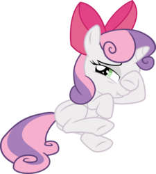 Size: 4200x4657 | Tagged: safe, artist:vaderpl, sweetie belle, g4, somepony to watch over me, .svg available, absurd resolution, apple bloom's bow, female, morning ponies, scrunchy face, simple background, solo, transparent background, vector, waking up