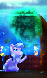 Size: 361x601 | Tagged: safe, artist:bambisbaby, oc, oc only, fish, cloud, painting, underwater, water