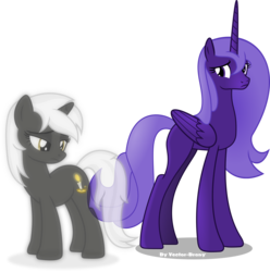 Size: 3387x3413 | Tagged: safe, artist:vector-brony, oc, oc only, oc:lacunae, oc:psalm, alicorn, pony, unicorn, fallout equestria, fallout equestria: project horizons, artificial alicorn, cutie mark, female, high res, hooves, horn, mare, purple alicorn (fo:e), simple background, transparent background, wings