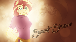 Size: 1920x1080 | Tagged: dead source, safe, artist:owlisun, sunset shimmer, equestria girls, g4, female, smiling, solo, wallpaper
