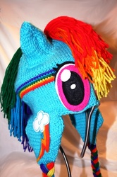 Size: 400x601 | Tagged: safe, artist:alektorotelumphobia, rainbow dash, g4, commission, craft, customized toy, cutie mark, hat, irl, photo