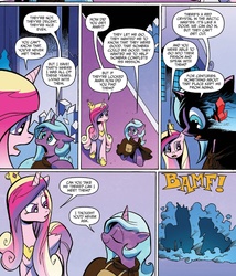 Size: 1391x1622 | Tagged: safe, artist:andypriceart, idw, official comic, princess cadance, radiant hope, alicorn, crystal pony, pony, unicorn, g4, siege of the crystal empire, spoiler:comic, spoiler:comic36, cloak, clothes, comic, female, magic, mare, teleportation