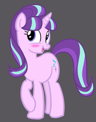 Size: 608x771 | Tagged: safe, artist:paking pie, starlight glimmer, pony, unicorn, g4, blushing, cute, female, glimmerbetes, mare, open mouth, raised hoof, solo
