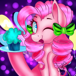 Size: 4000x4000 | Tagged: safe, artist:broken-heart-artist, pinkie pie, g4, absurd resolution, cupcake, female, food, solo