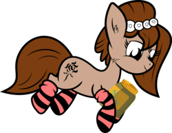 Size: 5000x3863 | Tagged: safe, artist:uxyd, oc, oc only, oc:brownie bun, earth pony, pony, clothes, food, peanut butter, simple background, socks, solo, striped socks, transparent background