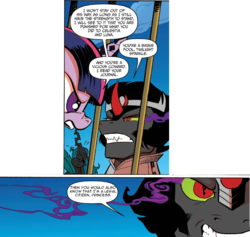 Size: 1400x1329 | Tagged: safe, edit, idw, king sombra, twilight sparkle, alicorn, pony, g4, spoiler:comic, female, mare, psyga's alternate pony scenes, twilight sparkle (alicorn)