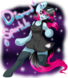 Size: 2600x3000 | Tagged: safe, artist:pinktabico, oc, oc only, oc:diamond sparkle, anthro, clothes, dress, high res, piercing, simple background, stockings, transparent background, vector