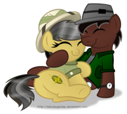 Size: 900x804 | Tagged: safe, artist:aleximusprime, daring do, oc, oc:phillip finder, earth pony, pegasus, pony, g4, butt, canon x oc, cuddling, cute, female, male, phiring, plot, shipping, simple background, snuggling, straight, transparent background