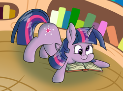 Size: 1421x1060 | Tagged: safe, artist:dullpoint, twilight sparkle, alicorn, pony, g4, book, derp, female, mare, silly, silly pony, solo, twilight sparkle (alicorn), you're doing it wrong