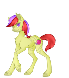 Size: 860x973 | Tagged: safe, artist:sky-draws-things, apple spice, hybrid, zony, g3, chest fluff, female, injured, simple background, solo, torn ear, transparent background, zebrafied