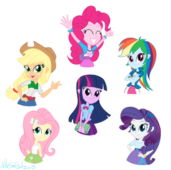 Size: 2317x2303 | Tagged: safe, artist:nickdallas, applejack, fluttershy, pinkie pie, rainbow dash, rarity, twilight sparkle, equestria girls, g4, high res, humane six, mane six