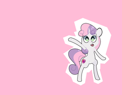 Size: 1280x996 | Tagged: safe, artist:turtlefarminguy, sweetie belle, pony, crusaders of the lost mark, g4, bipedal, cutie mark, female, filly, pink, solo, the cmc's cutie marks