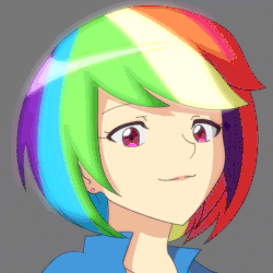 Size: 800x800 | Tagged: safe, artist:fantasyblade, rainbow dash, human, g4, alternate hairstyle, animated, bedroom eyes, blinking, female, frame by frame, humanized, lidded eyes, looking at you, short hair, short hair rainbow dash, solo