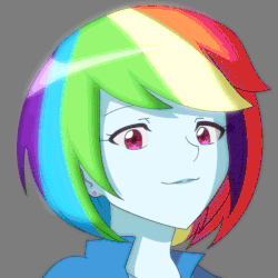 Size: 800x800 | Tagged: safe, artist:fantasyblade, rainbow dash, equestria girls, g4, alternate hairstyle, animated, bedroom eyes, blinking, bust, female, frame by frame, lidded eyes, looking at you, portrait, short hair, short hair rainbow dash, solo