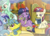 Size: 1172x837 | Tagged: dead source, safe, artist:dsana, lemon hearts, lyra heartstrings, minuette, moondancer, spike, twilight sparkle, twinkleshine, dragon, pony, unicorn, amending fences, g4, :t, autumn, baby, baby dragon, baby spike, book, bored, canterlot six, carriage, cute, eating, female, filly, filly lemon hearts, filly lyra, filly minuette, filly moondancer, filly twilight sparkle, filly twinkleshine, frown, hoof hold, leaves, lyrabetes, male, mama twilight, minubetes, nom, open mouth, reading, sitting, smiling, spikabetes, unicorn twilight, younger