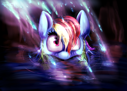 Size: 3500x2500 | Tagged: safe, artist:ferasor, rainbow dash, g4, cave, cavern, female, high res, solo, water, wet, wet mane