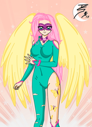 Size: 600x825 | Tagged: safe, artist:seiroth, fluttershy, saddle rager, human, g4, power ponies (episode), female, humanized, power ponies, solo, winged humanization, wings