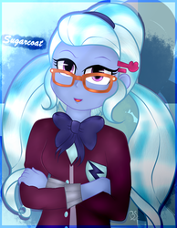 Size: 937x1207 | Tagged: safe, artist:bl--blacklight, sugarcoat, equestria girls, g4, my little pony equestria girls: friendship games, clothes, crossed arms, crystal prep academy uniform, female, glasses, looking at you, school uniform, signature, solo