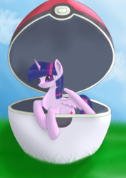 Size: 2480x3507 | Tagged: safe, artist:fia94, twilight sparkle, alicorn, pony, g4, crossover, cute, female, high res, mare, poké ball, pokémon, solo, twilight sparkle (alicorn)