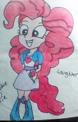 Size: 442x694 | Tagged: dead source, safe, artist:janob23, pinkie pie, equestria girls, g4, female, grin, solo, traditional art