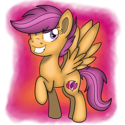 Size: 1024x1024 | Tagged: safe, artist:theartistsora, scootaloo, crusaders of the lost mark, g4, my little pony: friendship is magic, cutie mark, female, raised hoof, solo, the cmc's cutie marks