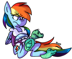Size: 1024x838 | Tagged: safe, artist:dizzee-toaster, rainbow dash, tank, g4, tanks for the memories, bathrobe, clothes, crying, simple background, tank slippers, transparent background