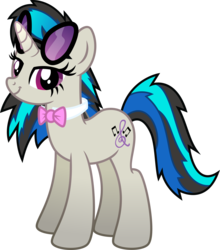 Size: 8170x9277 | Tagged: safe, artist:osipush, dj pon-3, octavia melody, vinyl scratch, pony, unicorn, g4, absurd resolution, background pony, bowtie, cutie mark, dj tavia, female, fusion, hooves, horn, inkscape, lesbian, looking at you, mare, ship:scratchtavia, shipping, simple background, smiling, solo, sunglasses, transparent background, vector, what has magic done