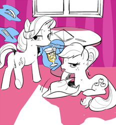 Size: 500x538 | Tagged: safe, artist:pan, applejack, rarity, g4, sweat