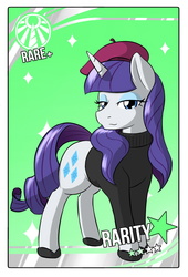 Size: 750x1100 | Tagged: safe, artist:sewlde, rarity, g4, beatnik rarity, beret, clothes, female, hat, solo