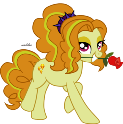 Size: 928x941 | Tagged: safe, artist:modalina, adagio dazzle, earth pony, pony, equestria girls, g4, my little pony equestria girls: rainbow rocks, bedroom eyes, equestria girls ponified, female, mouth hold, ponified, rose, simple background, solo, the dazzlings, transparent background