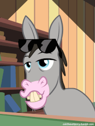Size: 600x800 | Tagged: safe, artist:adiwan, donkey, mule, ask the vet pony, g4, animated, ask, solo, sunglasses, sunglasses on head