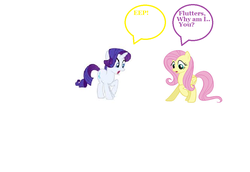 Size: 988x681 | Tagged: safe, fluttershy, rarity, g4, body swap, shocked, simple background, white background