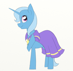 Size: 663x641 | Tagged: safe, artist:amber flicker, trixie, pony, unicorn, g4, alternate universe, female, mare, role reversal, simple background, smiling, solo