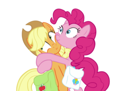 Size: 5500x4000 | Tagged: safe, artist:alloutlol, applejack, pinkie pie, g4, hearthbreakers, :i, absurd resolution, hug, simple background, squishy cheeks, transparent background, vector