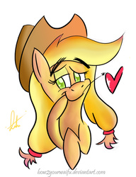 Size: 708x923 | Tagged: safe, artist:bow2yourwaifu, applejack, g4, female, smiling, solo, straw