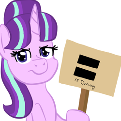 Size: 540x540 | Tagged: safe, artist:apple-jazzy, starlight glimmer, g4, my little pony: friendship is magic, the cutie re-mark, equal cutie mark, female, sign, simple background, solo