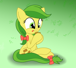 Size: 1900x1700 | Tagged: safe, artist:geraritydevillefort, apple fritter, earth pony, pony, g4, apple family member, apple fritter (food), cute, female, food, sitting, solo