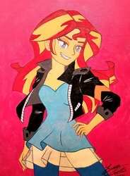 Size: 707x960 | Tagged: safe, artist:lucaspratt, sunset shimmer, equestria girls, g4, my little pony equestria girls: friendship games, female, painting, solo, traditional art