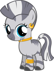 Size: 2492x3256 | Tagged: safe, artist:moongazeponies, zecora, zebra, g4, age regression, cute, female, filly, high res, jewelry, looking at you, simple background, smiling, solo, transparent background, vector, zecorable
